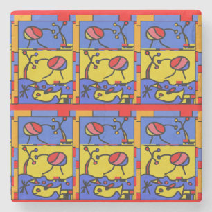 Image with fish modern art stone coaster