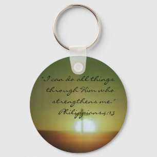 images, "I can do all things through Him who st... Key Ring