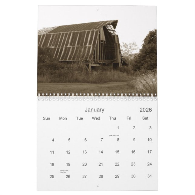 Images of Abandoned Barns in the Missouri Ozarks Calendar (Jan 2026)