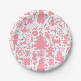 Images of Christmas in Pink Paper Plate