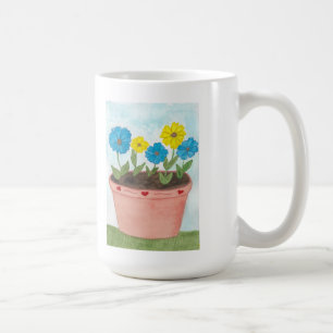 Imaginary Flowers in Flower Pot with Hearts Coffee Mug
