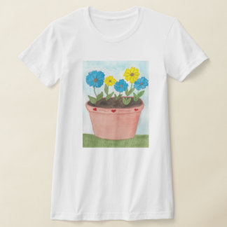 Imaginary Flowers in Flower Pot with Hearts T-Shirt