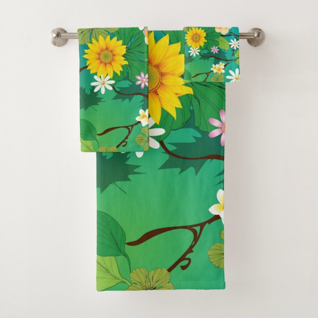 Imaginary Jungle 1 Bath Towel Set (Insitu)