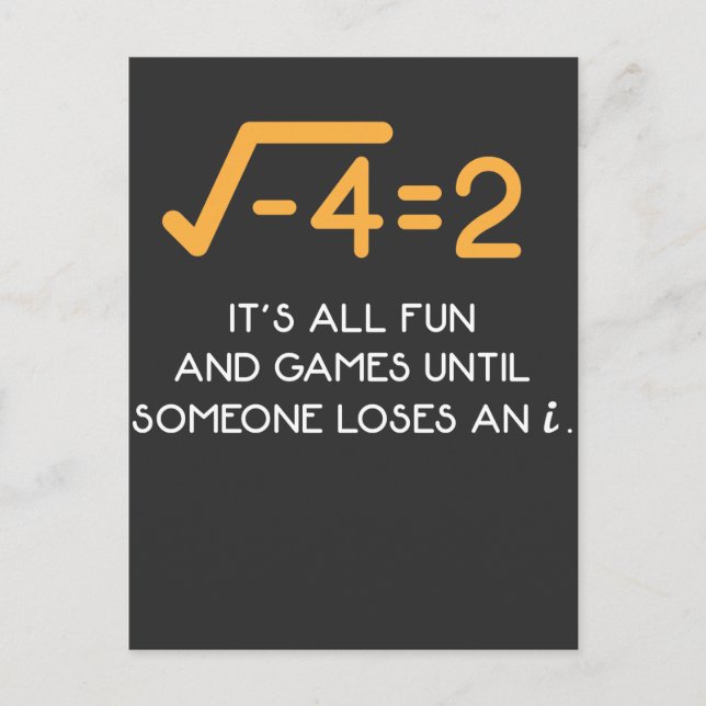 Imaginary number Mathematician  Funny Math Nerd Postcard (Front)
