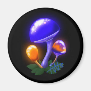 Imaginary White Dapperling Orange & Blue Mushroom Magnet