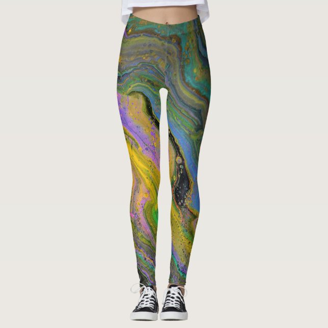 Imagination 2 Vibrant Geode Abstract Leggings (Front)