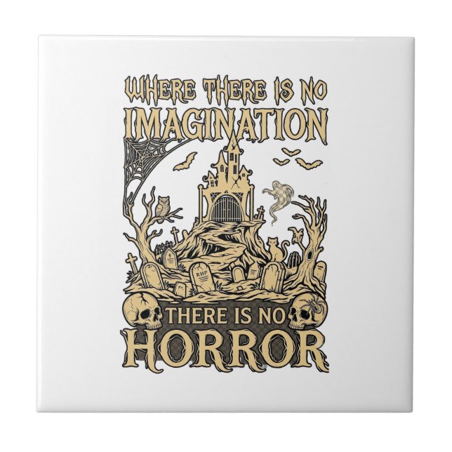Imagination Horror Halloween Haunted House Cemeter Ceramic Tile (Front)