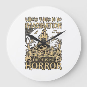 Imagination Horror Halloween Haunted House Cemeter Large Clock