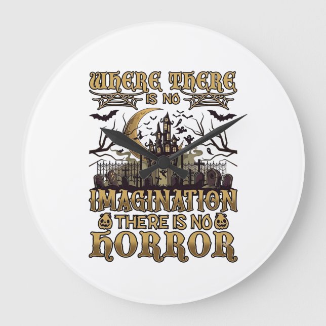 Imagination Horror Halloween Haunted House Graveya Large Clock (Front)