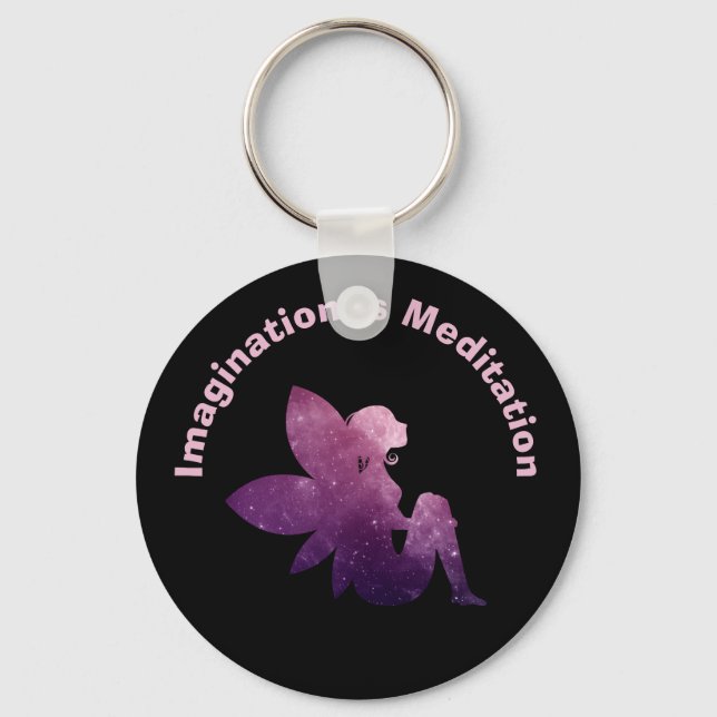 Imagination is Meditation Fairy Black Key Ring (Front)