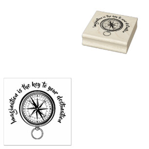 Imagination is the key, Nautical Compass  Rubber Stamp