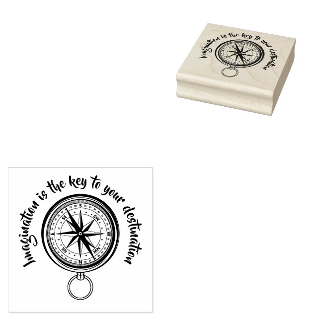 Imagination is the key, Nautical Compass  Rubber Stamp (Stamped)