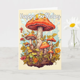 Imaginative Mushroom Forest Illustration Card