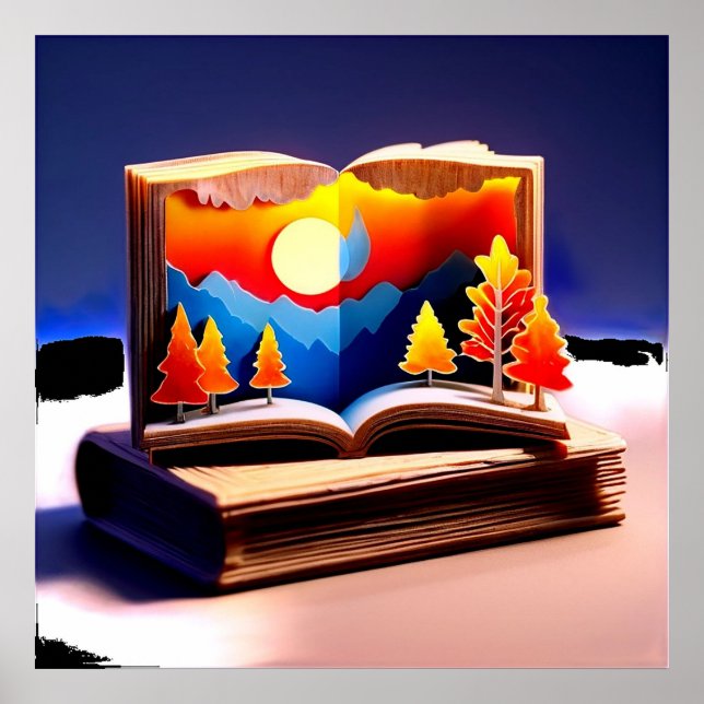 Imaginative Paper Pop-Up Landscape Poster (Front)