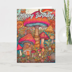 Imaginative Wild Mushroom Forest Hut Card