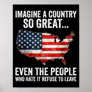 Imagine A Country Great Usa Map 4th Of July Poster