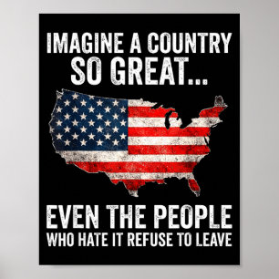 Imagine a country great usa map 4th of july poster