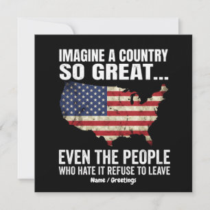 Imagine A Country So Great Patriotic USA Map Invitation