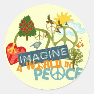 Imagine a World in Peace Classic Round Sticker