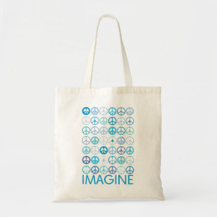 IMAGINE - Blue International Peace Signs Tote Bag
