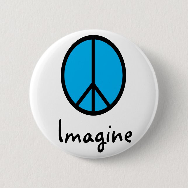 Imagine BLUE peace symbol 6 Cm Round Badge (Front)