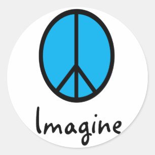 Imagine BLUE peace symbol Classic Round Sticker