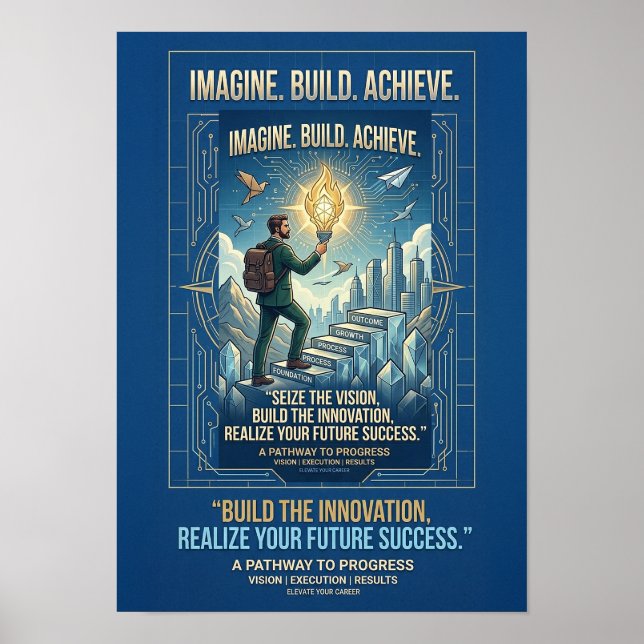 Imagine Build Achieve Motivational Poster (Front)