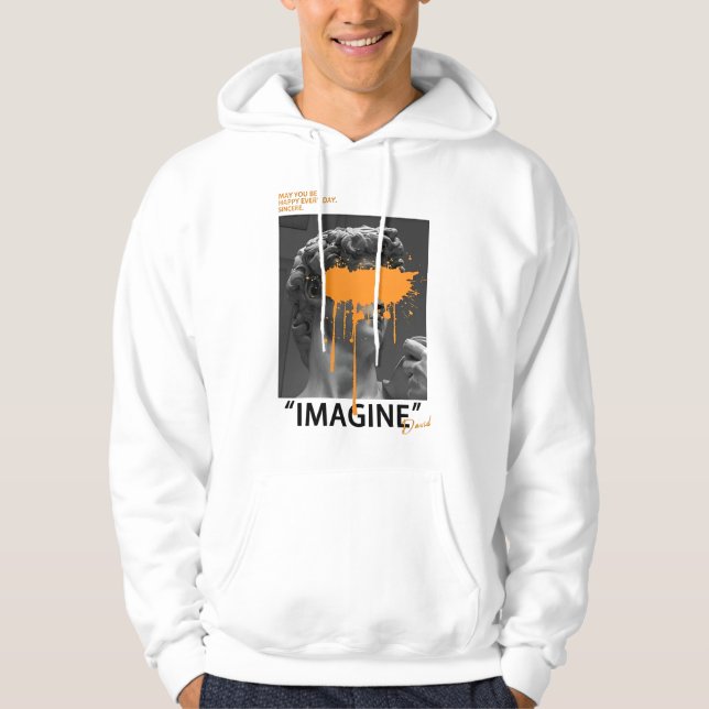 IMAGINE David Sculpture with orange paint T-Shirt Hoodie (Front)