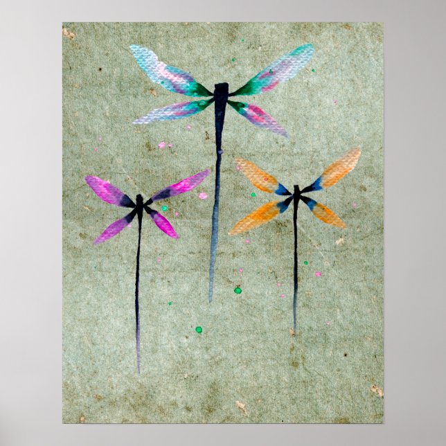 Imagine Dragonfly slogan illustration Poster (Front)