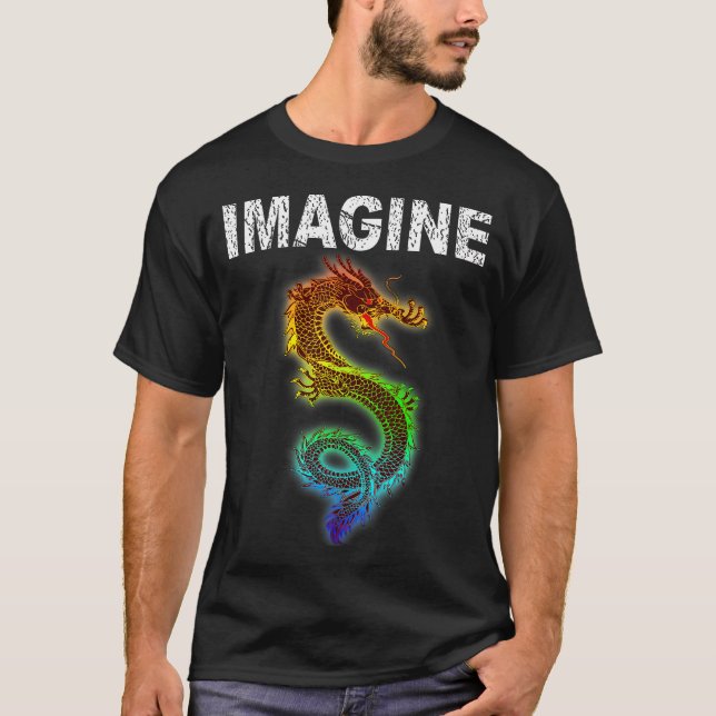 Imagine Fantasy Dragon Style T-Shirt Great  (Front)