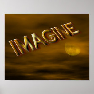 Imagine Fantasy Moon Sky Inspirational Poster