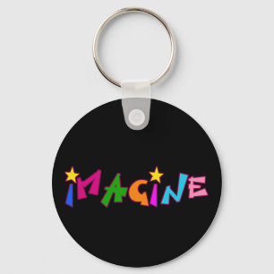 Imagine in Colourful Lettering Key Ring