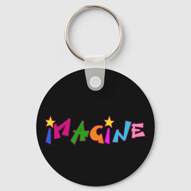 Imagine in Colourful Lettering Key Ring (Front)