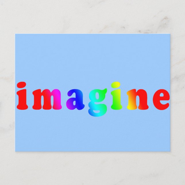 Imagine in Rainbow Colour Lettering Postcard (Front)