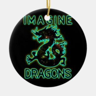 Imagine Magical And Mythical Fantasy Dragons Encha Ceramic Ornament