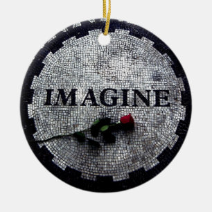Imagine Monument with Red Rose Ceramic Ornament