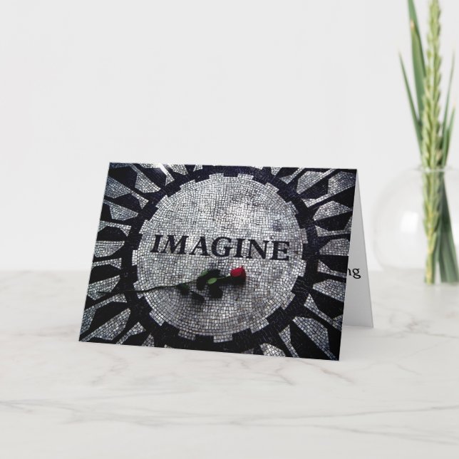 Imagine Monument with Red Rose Mother's Day Card (Front)