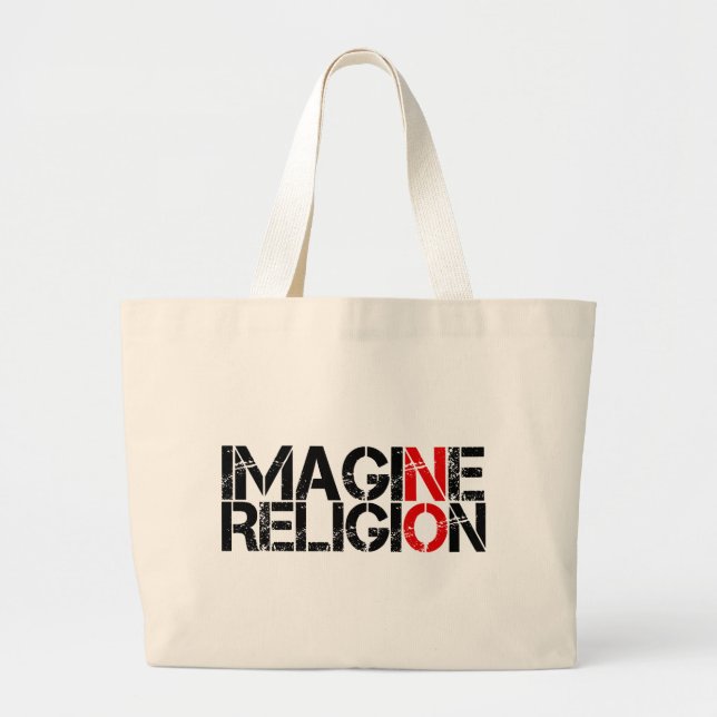 Imagine No Religion Large Tote Bag (Front)