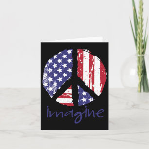 Imagine Peace American Flag Usa Peace Sign 4th Of Card