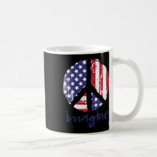 Imagine Peace American Flag Usa Peace Sign 4th Of Coffee Mug