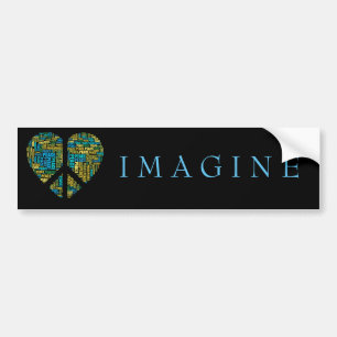 Imagine Peace and Love Bumper Sticker