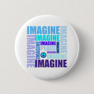 'Imagine Peace' Blue 6 Cm Round Badge