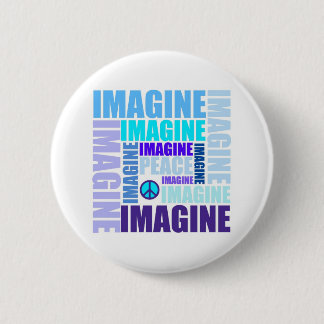 'Imagine Peace' Blue 6 Cm Round Badge