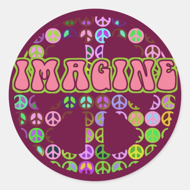 Imagine Peace Classic Round Sticker (Front)
