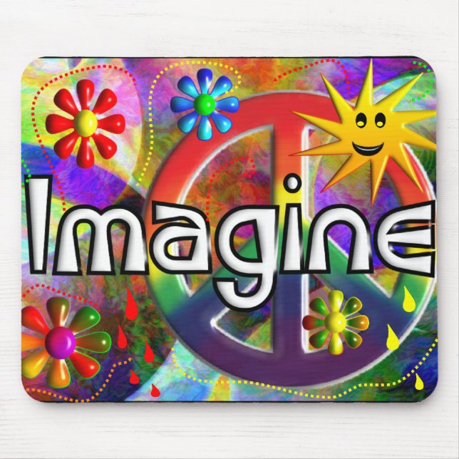 "Imagine" Psychadelic 70's Gifts Mouse Pad (Front)