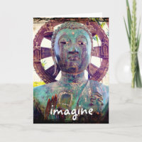 “Imagine” quote Asian statue photo blank inside