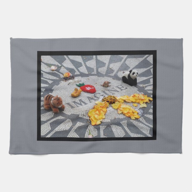 Imagine Strawberry Fields Central Park NYC plaque Tea Towel (Horizontal)
