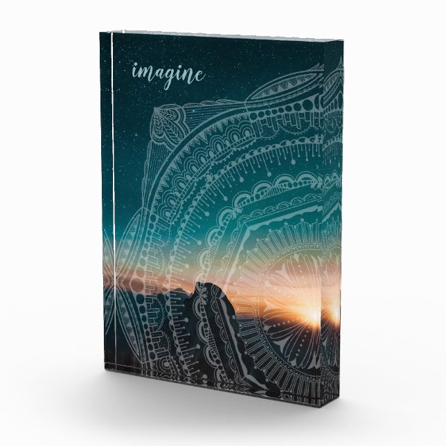 Imagine Sunset Starry Night Mandala Elegant Photo Block (Right)