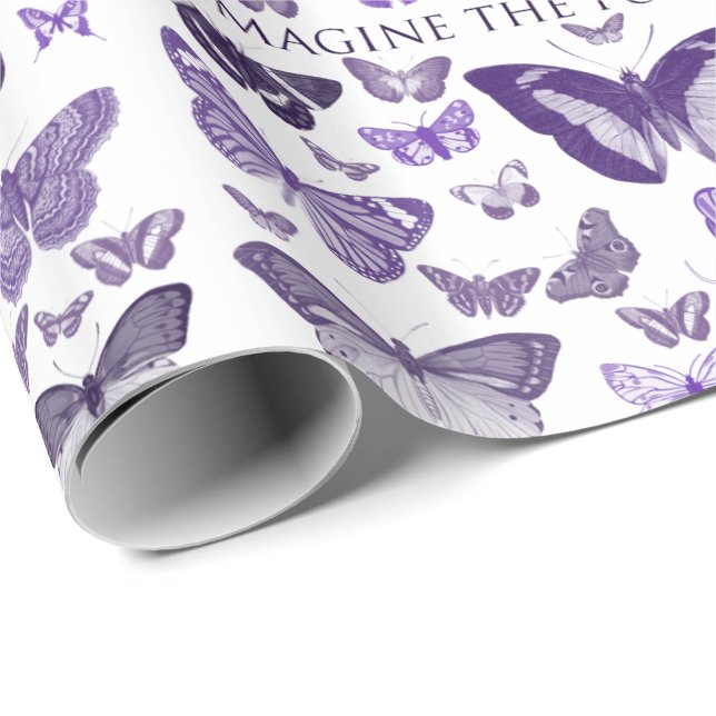 Imagine the Possibilities Purple Butterflies Wrapping Paper (Roll Corner)