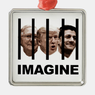 Imagine Trump, McConnell and Ryan Behind Bars Metal Tree Decoration